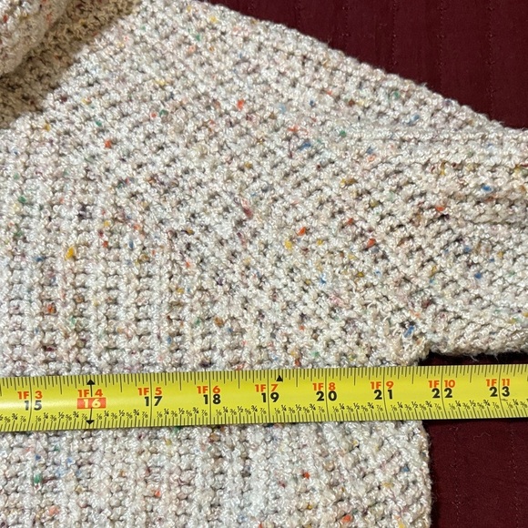 moon & madison Speckled Knit Cowl Neck Cropped Sweater - Cream- Size M - Picture 9 of 9